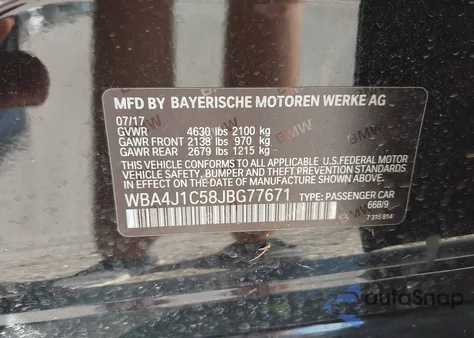 2018 BMW 430I Gran Coupe из США, поврежденный, VIN WBA4J1C58JBG77671